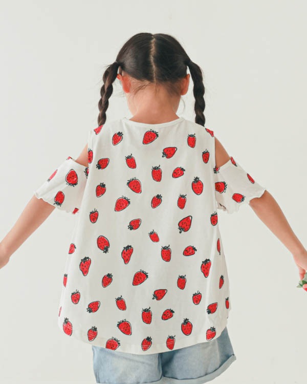 【26SS】いちごオフショルダー Tシャツ / オフホワイト