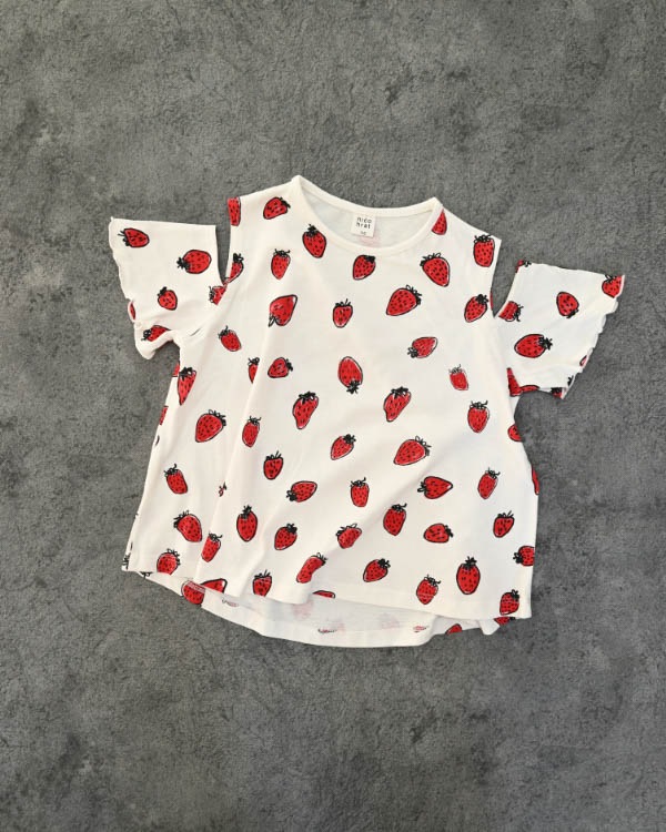 【26SS】いちごオフショルダー Tシャツ / オフホワイト