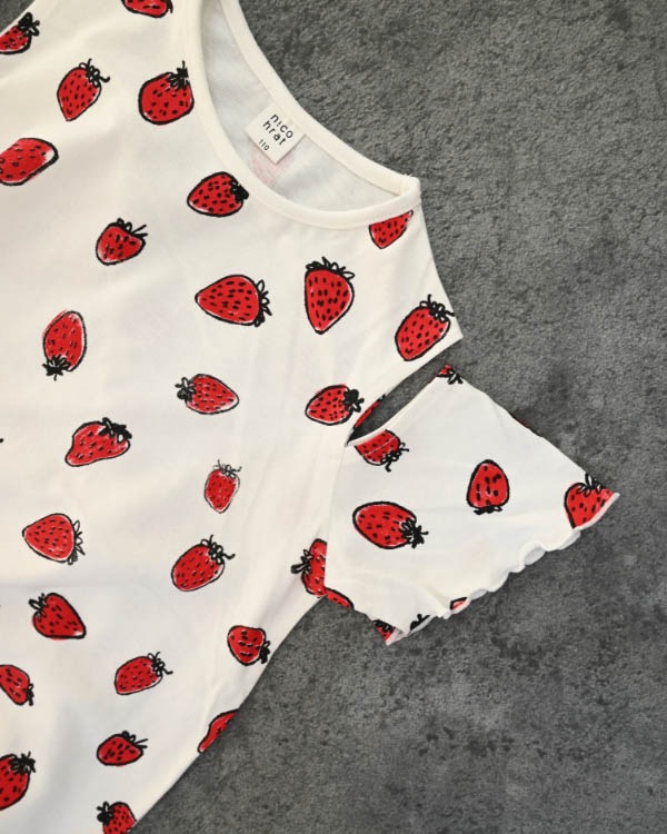 【26SS】いちごオフショルダー Tシャツ / オフホワイト