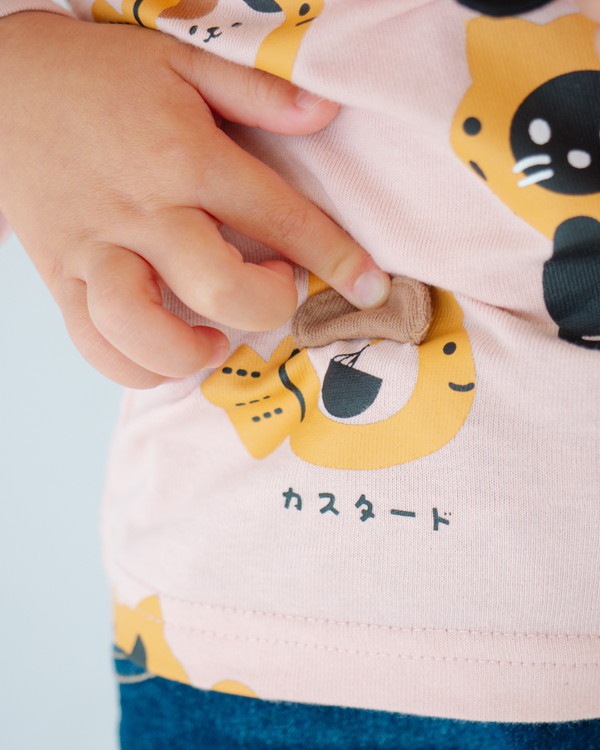 【チークルーム】ねこたい焼き ロングTシャツ / ピンク