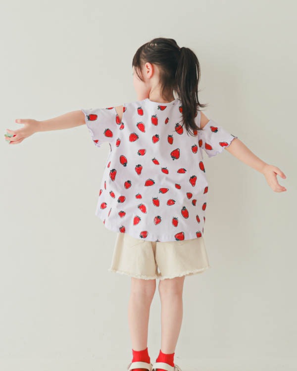 【ニコフラート】いちごオフショルダー Tシャツ / パープル