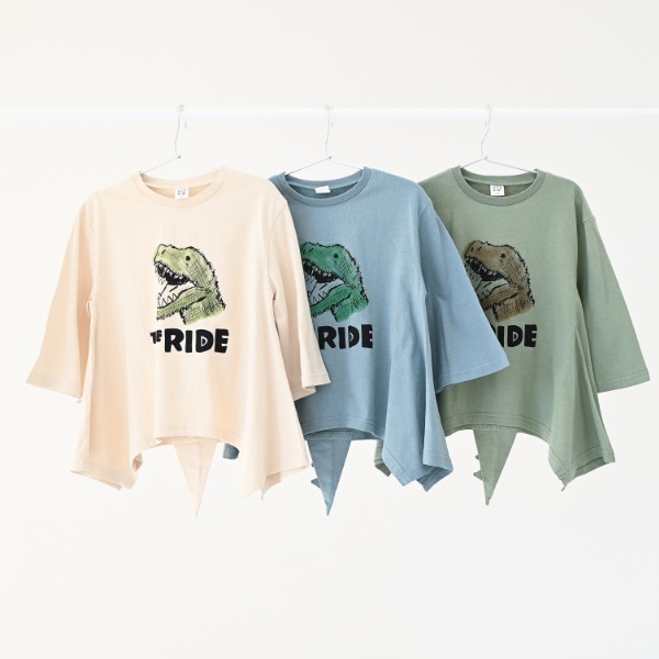 【25FW】恐竜なりきり ロングＴシャツ / ブルー
