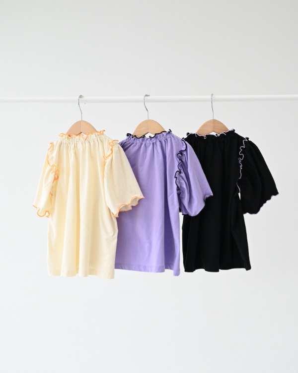 【エヌエイチティー】メローギャザーTシャツ / ラベンダー