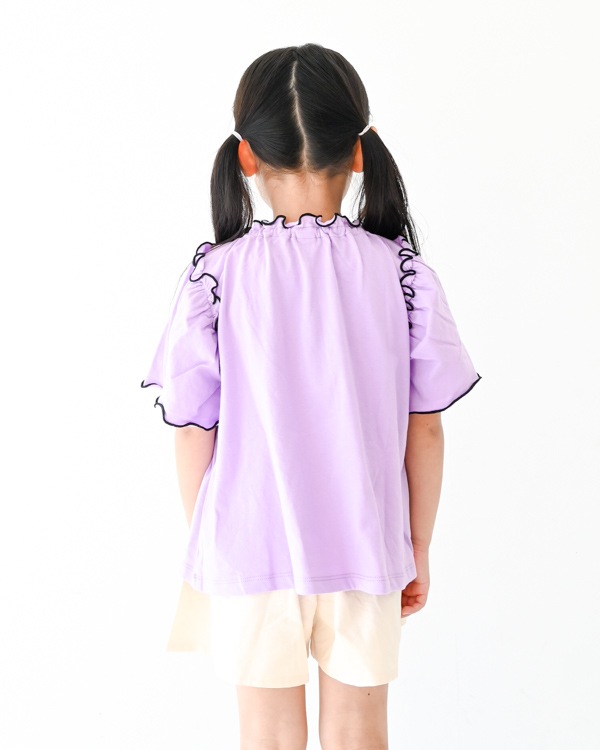 【エヌエイチティー】メローギャザーTシャツ / ラベンダー