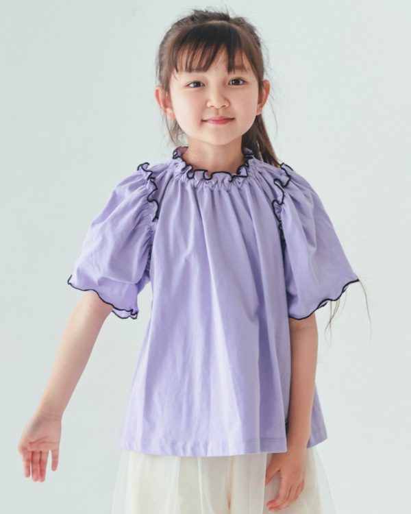 【エヌエイチティー】メローギャザーTシャツ / ラベンダー