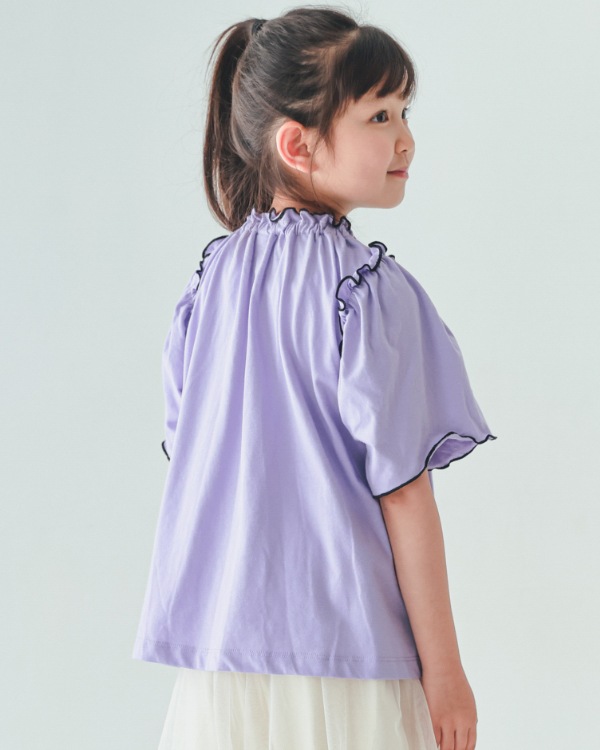 【エヌエイチティー】メローギャザーTシャツ / ラベンダー