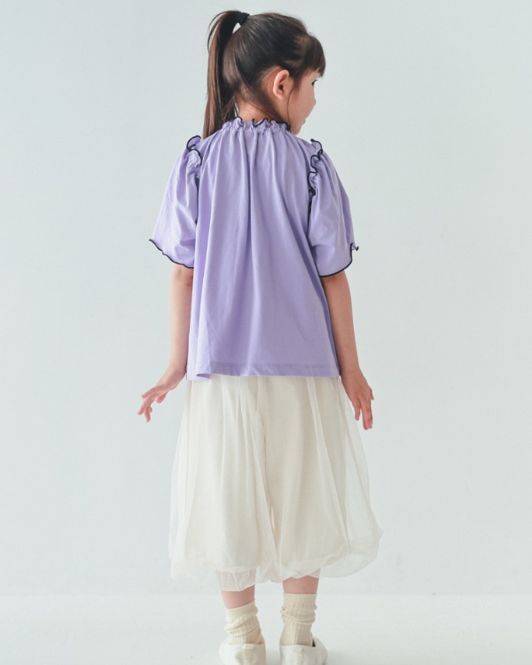 【エヌエイチティー】メローギャザーTシャツ / ラベンダー