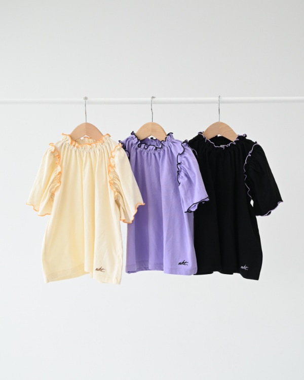 【エヌエイチティー】メローギャザーTシャツ / ラベンダー