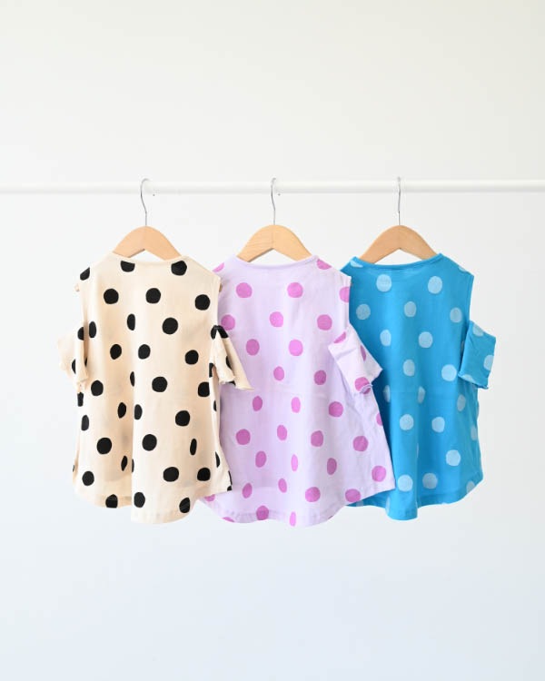 【ニコフラート】ドットオフショルダー Tシャツ / パープル
