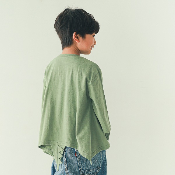【25FW】恐竜なりきり ロングＴシャツ / オリーブ