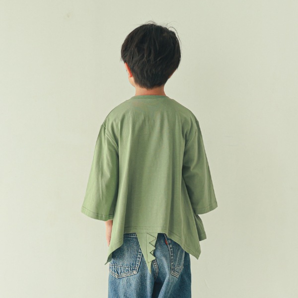 【25FW】恐竜なりきり ロングＴシャツ / オリーブ