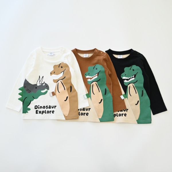 ロンT プリント 黒 恐竜 楽天市場】恐竜 tシャツ 長袖の通販