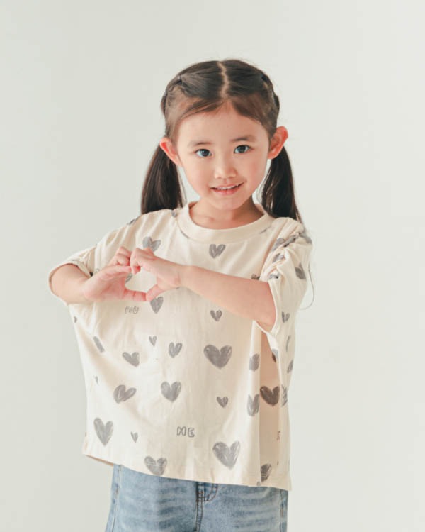 【ニコフラート】ハートギャザー Tシャツ / アイボリー