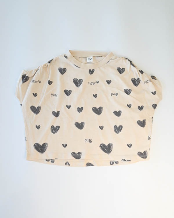 【ニコフラート】ハートギャザー Tシャツ / アイボリー