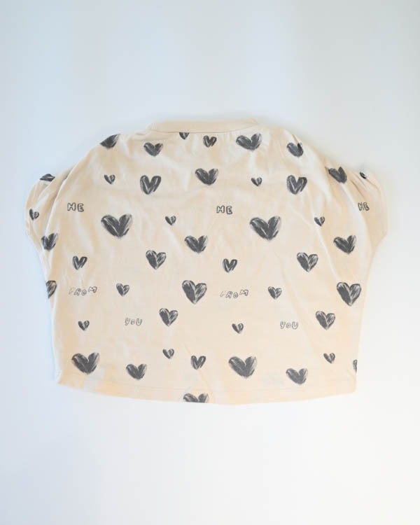 【ニコフラート】ハートギャザー Tシャツ / アイボリー