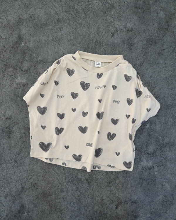 【ニコフラート】ハートギャザー Tシャツ / アイボリー
