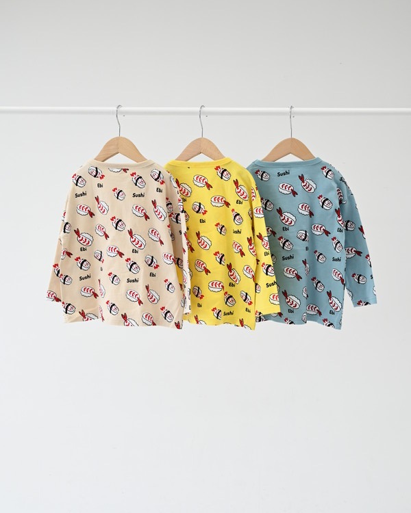 【ニコフラート】えび寿司 ロングTシャツ / アイボリー