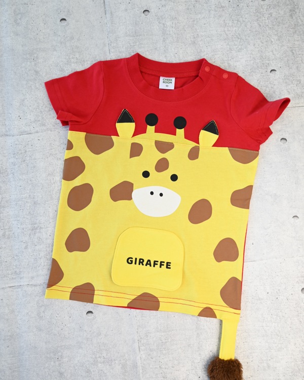 【チークルーム】きりん Tシャツ / レッド