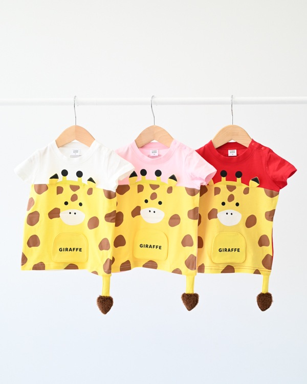 【チークルーム】きりん Tシャツ / レッド