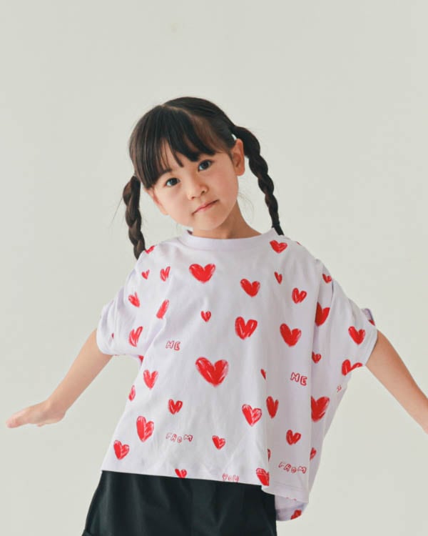 【ニコフラート】ハートギャザー Tシャツ / パープル