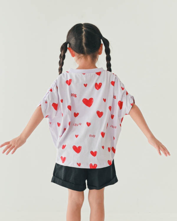 【ニコフラート】ハートギャザー Tシャツ / パープル