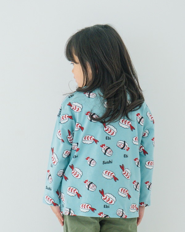 【ニコフラート】えび寿司 ロングTシャツ / ブルー 