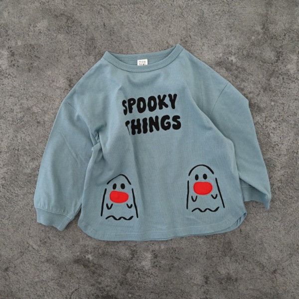 【25FW】おばけポケット ロングＴシャツ / ブルー