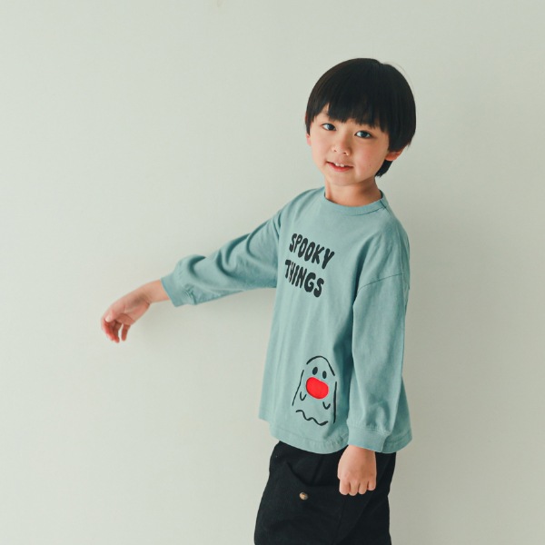 【25FW】おばけポケット ロングＴシャツ / ブルー