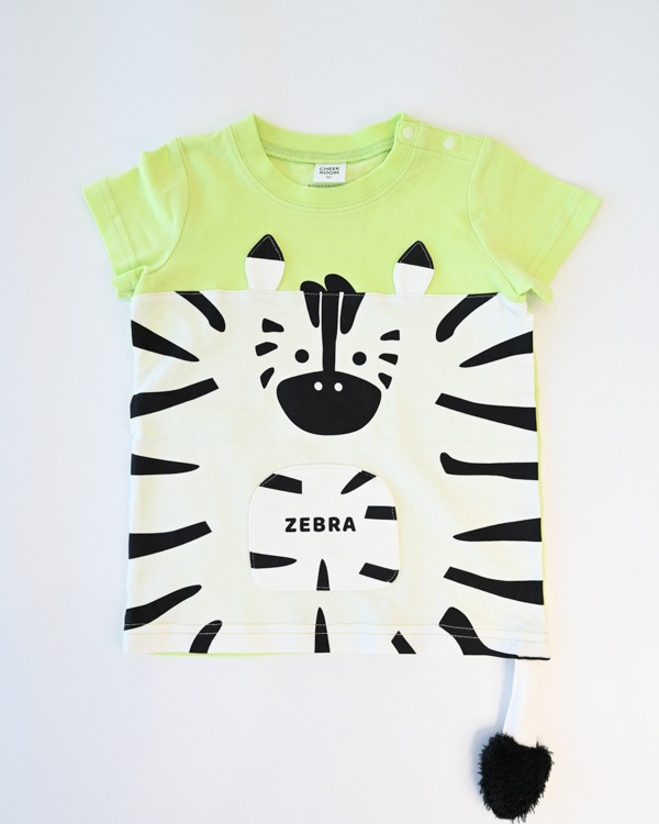 【チークルーム】しまうま Tシャツ / ライトグリーン