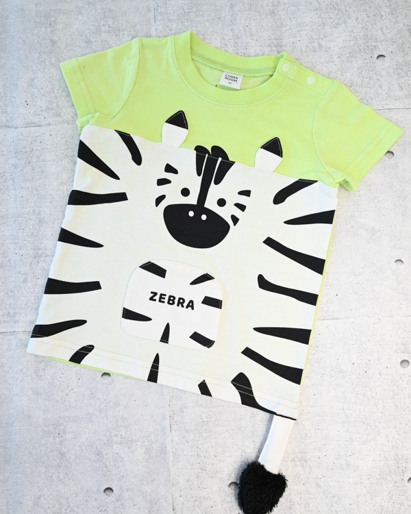 【チークルーム】しまうま Tシャツ / ライトグリーン
