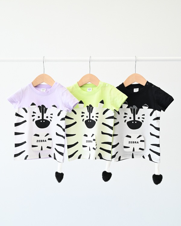 【チークルーム】しまうま Tシャツ / ライトグリーン