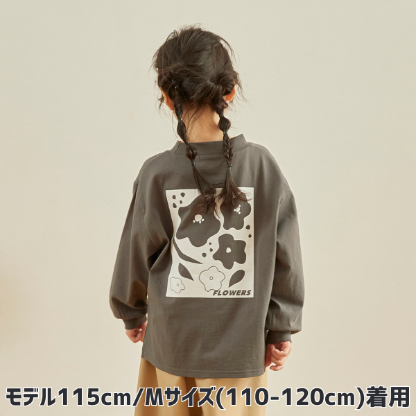 【25FW】FLOWERS L/S Tシャツ / チャコールグレー