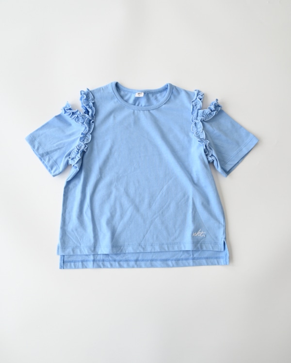 【26PS】フリルオフショルダーTシャツ / サックス