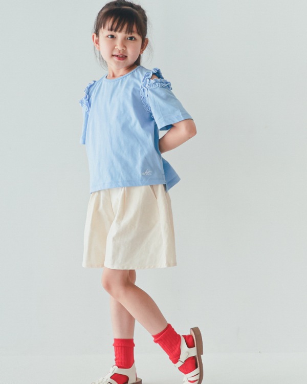 【26PS】フリルオフショルダーTシャツ / サックス