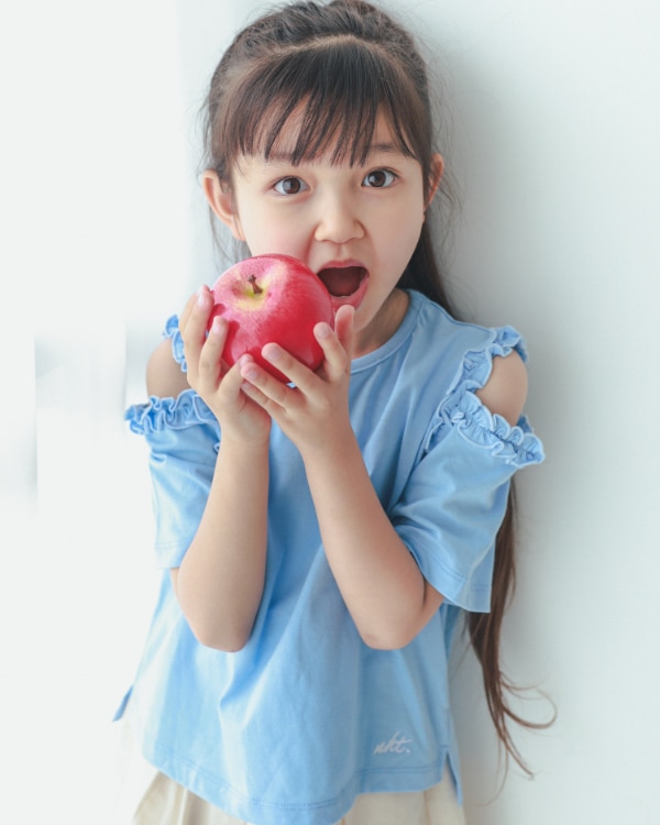 【26PS】フリルオフショルダーTシャツ / サックス