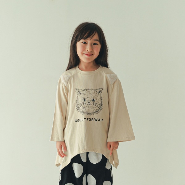 【25FW】ねこ ロングＴシャツ / アイボリー