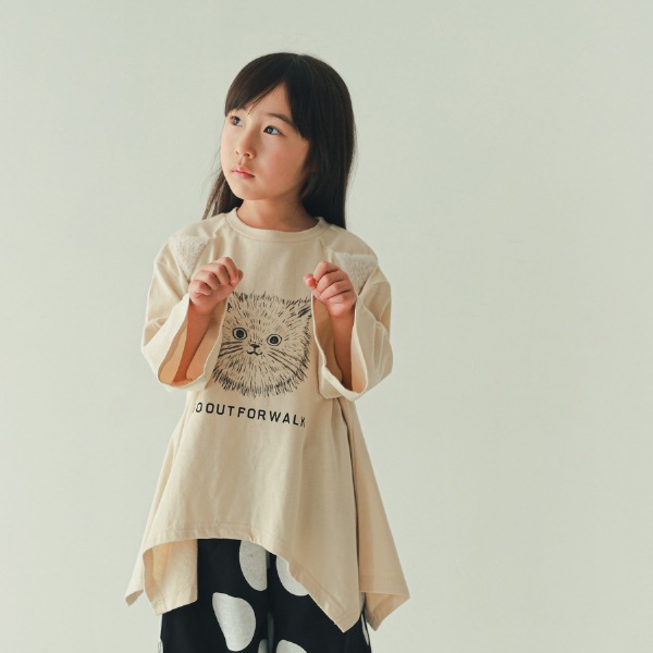 【25FW】ねこ ロングＴシャツ / アイボリー
