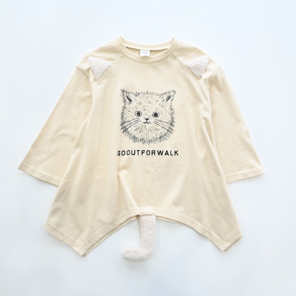 【25FW】ねこ ロングＴシャツ / アイボリー