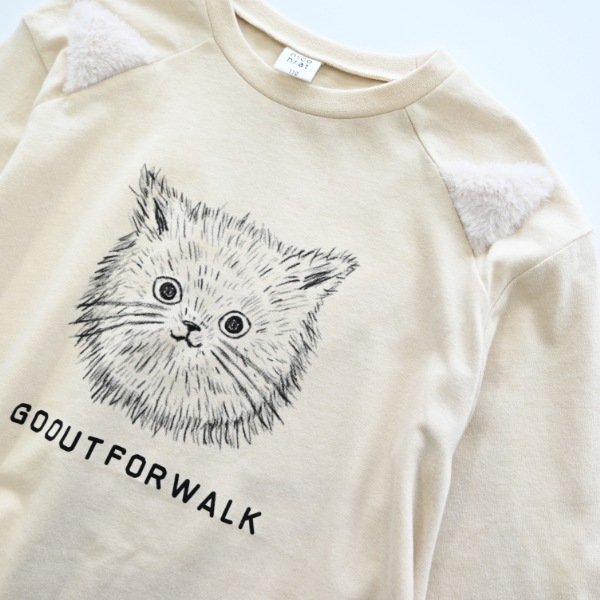 【25FW】ねこ ロングＴシャツ / アイボリー