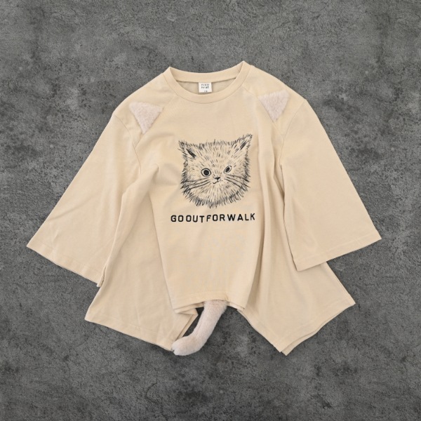 【25FW】ねこ ロングＴシャツ / アイボリー