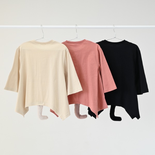 【25FW】ねこ ロングＴシャツ / カメオブラウン