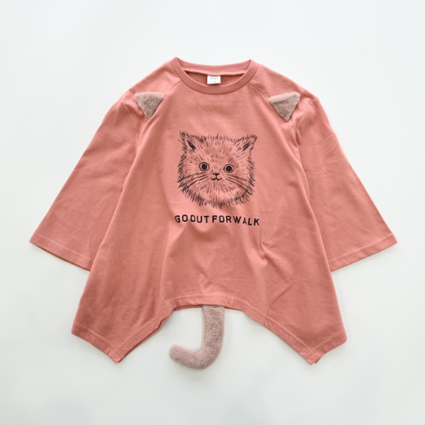 【25FW】ねこ ロングＴシャツ / カメオブラウン