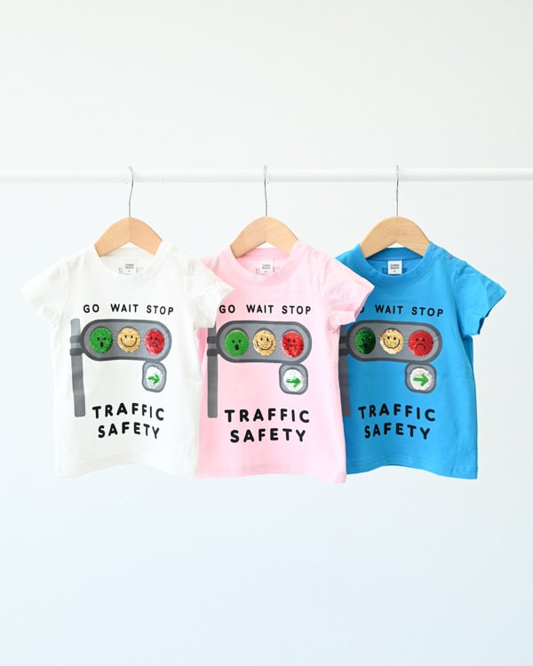 【チークルーム】信号スパンコール Tシャツ / ピンク
