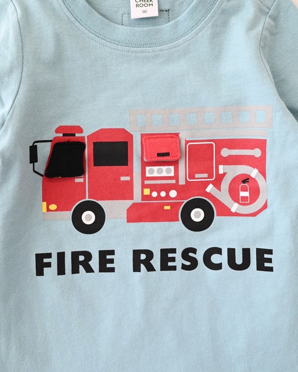 【チークルーム】消防車 ロングTシャツ / オフホワイト