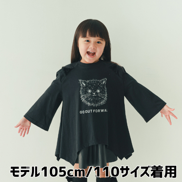 【25FW】ねこ ロングＴシャツ / ブラック