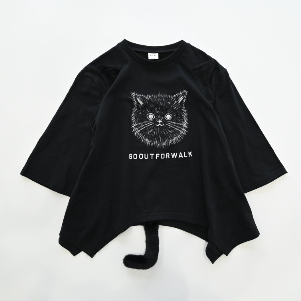 【25FW】ねこ ロングＴシャツ / ブラック