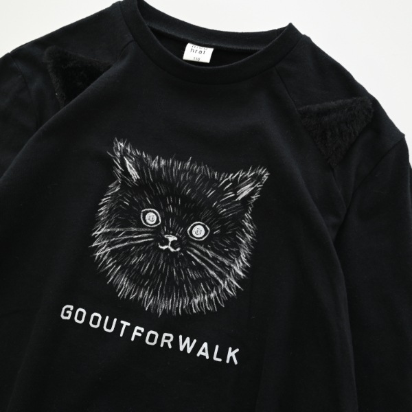 【25FW】ねこ ロングＴシャツ / ブラック