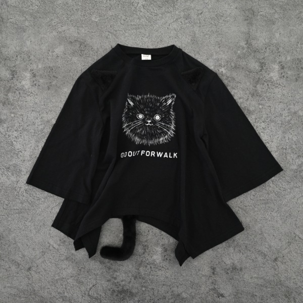 【25FW】ねこ ロングＴシャツ / ブラック