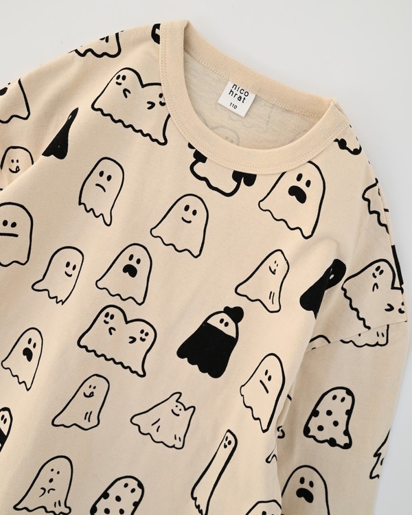 【ニコフラート】おばけ ロングTシャツ / アイボリー