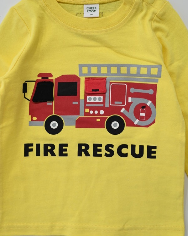 【チークルーム】消防車 ロングTシャツ / イエロー 